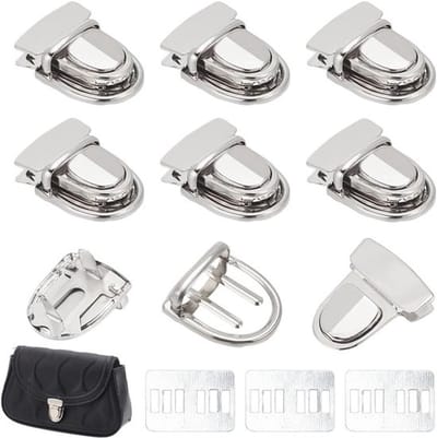 10 Sets Sleutelsloten voor Tassen, Metalen Sluitingen voor Portemonnees en Schooltassen, Duurzame Twist Lock Sloten in Zilver