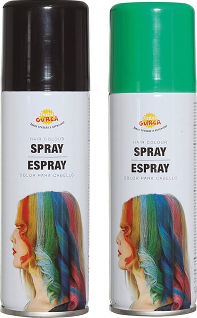 Fiesta Guirca Carnaval verkleed haar verf/spray - zwart en groen - spuitbus - 125 ml