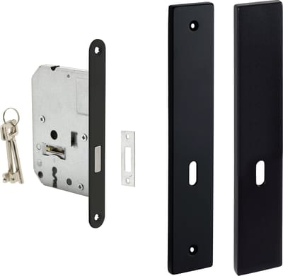 Eliot® schild baardsleutel - incl. kastslot met 2 sleutels - mat zwart