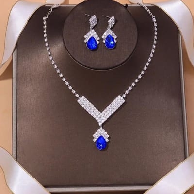 Blauw Waterdruppel Strass Ketting Voor Vrouwen Ingelegd Zirconium Hanger Mode Sieraden Accessoire black