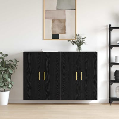 vidaXL - Wandkast - 2 - st - Zwart - Eiken - 69,5 - x - 34 - x - 90 - cm - Bewerkt - hout
