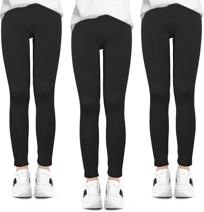 Meisjes Leggings Set van 3 - Lange Zwarte Leggings in Maten 104-158 voor Comfort en Stijl