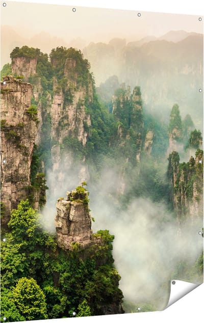 Gards Tuinposter Zhangjiajie Klif Bergen in China - 120x160 cm - Tuindoek - Tuindecoratie - Wanddecoratie buiten - Tuinschilderij
