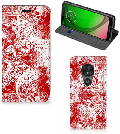 Mobiel BookCase Motorola Moto G7 Play Angel Skull Rood