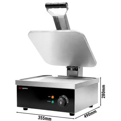 GGM Gastro Kontaktgrill / Hamburger Grill - 2,2 kW - oben & unten Glatt - Grillfläche: 350x330mm Zilver