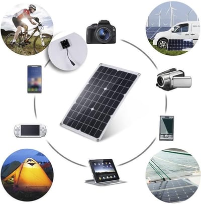 Zonnepaneel - Fotovoltaïsche module - Mobiel opladen - Monokristallijne cellen - 20W vermogen - Zwart