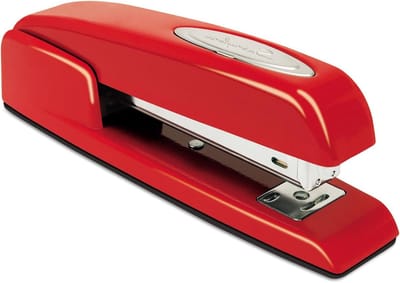 Nietmachine Bureaublad - Handnietmachine Kantoor - Papier Snel Verwerken - Volledig Metalen Constructie - 20 vel capaciteit - Rood
