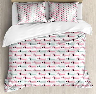 ABAKUHAUS teckel dekbedovertrek set voor eenpersoonsbedden, mijtveilige allergiepatiënten geschikt met kussensloop, 130 x 200 cm, Seafoam Pink