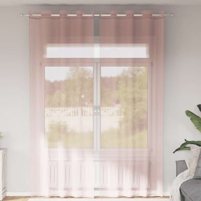vidaXL - Gordijnen - voile - met - doorvoertules - 2 - st - 140x260 - cm - lichtroze