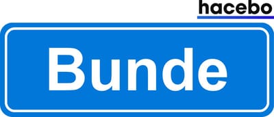 Hacebo - Plaatsnaam Sticker - 29x10 CM - Bunde sticker - Verkeersborden sticker - grappige cadeaus - Bunde