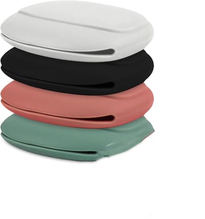 Oortyejs Case - 4 Stuks - Opbergcase - Silicone - Oortjes Opberg Hoesje - Case Etui Oortjes - Soft Case Cover Protector - Opberg Hoesje - Voor Oordopjes En Laadkabels - 9×7.6cm - Grijs, groen, zwart, roze