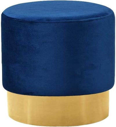 Voetenbank - Gestoffeerde poef - Woonkamer comfort - Afneembare hoes - Rond ontwerp - Blauw