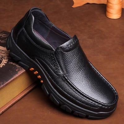 Zakelijke leren schoenen Heren Zachte zool Rundleer Ouderen Grote maat Middelbare leeftijd en ouderen Casual herenschoenen Ademende heren enkelschoenen 43 brown