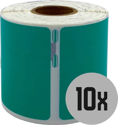 DULA Dymo kompatible Etiketten, S0722430 99014, 101 mm x 54 mm, Grün, Permanent, 10 Rollen, 220 Etiketten pro Rolle