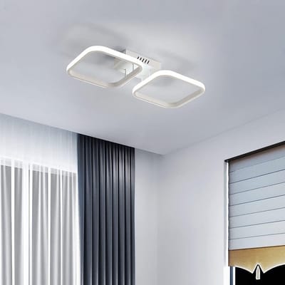 Moderne LED plafondlamp, 2 witte vierkante plafondlampen voor keuken, slaapkamer, hal, 30W Diameter 50 cm [Energieklasse A+++]