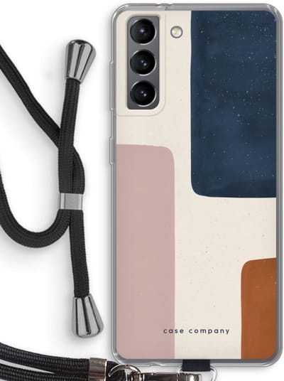 Hoesje met koord geschikt voor Samsung Galaxy S21 hoesje met Koord - Geo #5 - Telefoonhoesje met Zwart Koord - Bescherming aan alle Kanten en Over de Schermrand