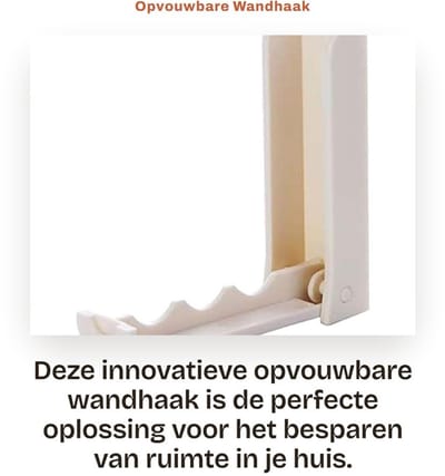 Dailygoods- Wandhouder Opvouwbaar - Ruimtebesparend - Zelfklevend - Kledinghaak - Robuuste Constructie - Ondersteunt tot 2 kg - Haak