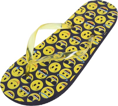 Zwart-gele teenslippers met emoji's 32-33