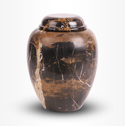 Natuursteen Urn Groot 3,7 liter Bruin Zwart - Urn voor Menselijke As - Crematie Urn voor As Volwassenen