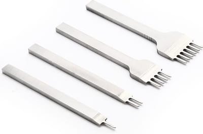 Luxe IJzeren Drevel Set - Gaatjes Maken In Leer - Priem - Leernaalden - Leder Bewerking - Perforatoren - 4mm - 4 Stuks