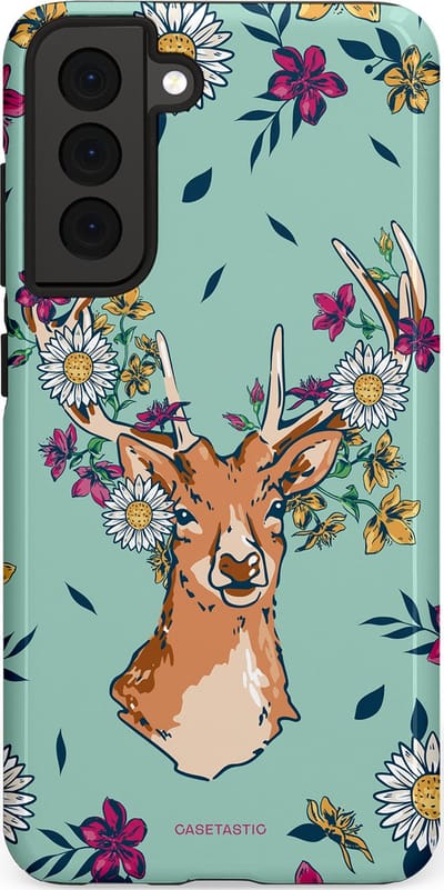 Casetastic Hoesje Geschikt voor Samsung S21 FE - Stijlvolle Beschermende Duo-layer Case - Gewei bloesem