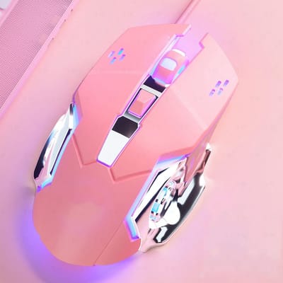 Bedrade gamingmuis, optische USB-gamingmuis met RGB-achtergrondverlichting, ultralicht en stil klikken, universele USB-C-aansluiting, 4 instelbare dpi, muis voor Windows 7, 8 en 10 (roze)