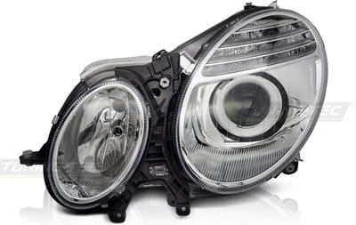 Koplamp links - voor Mercedes W211 2006-2009 sedan/combi - TYC - chroom
