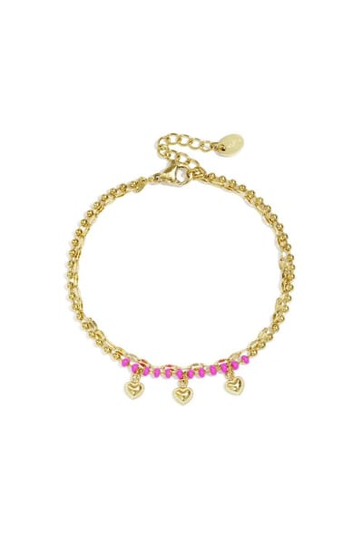 Bedelarmband met drie hartjes