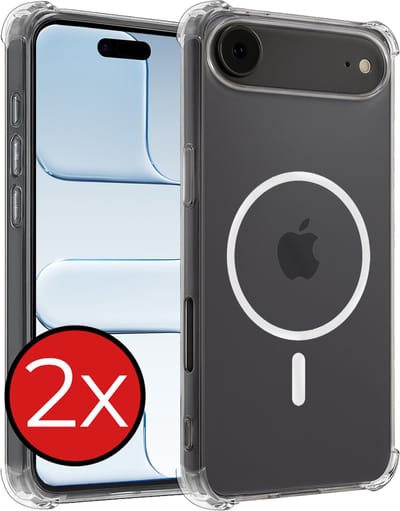Hoesje - 2 Stuks - Geschikt voor Apple iPhone Air - Magsafe Compatible - Sterk & Shockproof - Shock Proof Case - Back Cover - Telefoon Hoes - Telefoonhoes - Transparant