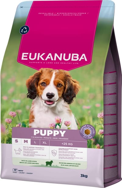 Eukanuba Hondenvoer Droog Life Care Dog Puppy & Junior Small/Medium Lam en Rijst - 3 x 3 kg - Voordeelverpakking