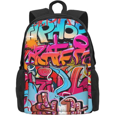 Zwarte en Witte Graffiti Rugzak Abstract Symbool Nieuwigheid Rugzakken Vrouwen Mannen Universiteit Duurzaam Schooltassen Ontwerp Rucksack 36x32x10cm