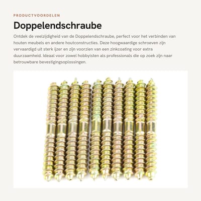 Dailygoods- Doppelendschroef 6 * 60 mm - Houtschroeven - Passschroef - Verzinkte Schroeven - Set van 10 - Robuust en duurzaam - Houtschroef