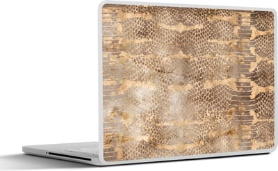Laptop sticker - 12.3 inch - Dierenprint - Slang - Goud - Chic - 30x22cm - Laptopstickers - Laptop skin - Cover