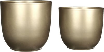 Mica - Plantenpot/bloempot - 4x stuks - keramiek - goud - D19/25 cm