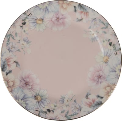 Clayre & Eef Ontbijtbord Ø 18 cm Roze Porselein Bloemen