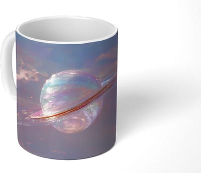 Mok - Koffiemok - Planeet - Lucht - Wolken - Pasteltinten - Mokken - 350 ML - Beker - Koffiemokken - Theemok