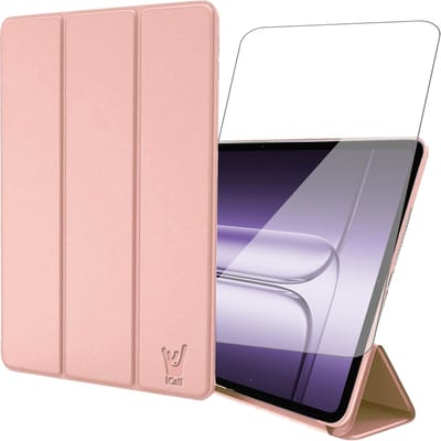 Hoes en Screenprotector geschikt voor OnePlus Pad 3 (13.2 inch - 2025) – Tri-Fold Smart Bookcase met Auto/Wake Functie – Rose
