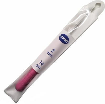 Lammy yarns easy grip haaknaald - maat 2 mm - handvat roze