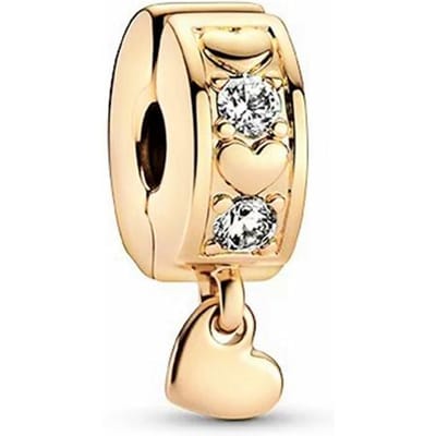 Nieuwe Sprankelende Gouden Poolster Liefdesbrief Oneindigheidsknoop Bloeiende Roos Clip Bedels Kralen Passend op Originele Armband Doe-het-zelf Sieraden Cadeaus beige
