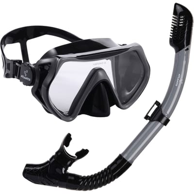 Atlantis Borneo Combo - Snorkelset - Duikbril - Snorkel - Volwassenen - Zwart/Grijs