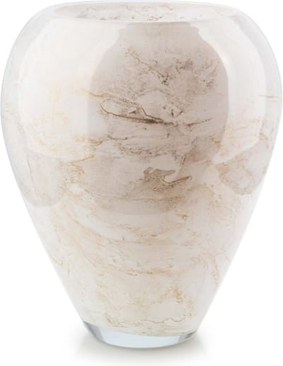 Terroso® - Handgemaakte Glazen Vaas - Bloemenvaas - Wit met Goud - Marmer Look - Interieur Woondecoratie - 33 cm Hoog