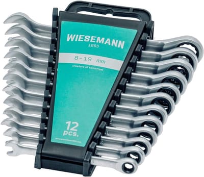 12-delig ratelsleutelset 8-19 mm 72 tanden verchroomd staal houder 81567