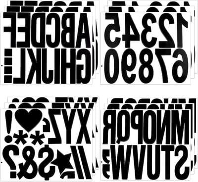 Allecto Plus - Zelfklevende zwarte cijfers en letters stickers voor brievenbus en meer - Vinyl - Waterdicht - Thuis en bedrijf - Adres sticker - 105 cm - Decoratief - Zelfklevend - Buiten - Voertuigen.