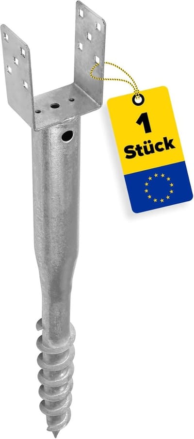 Paaldrager U-profiel - Steunvoet Grondanker - Houten Constructies - Direct Inschroefbaar - 71 mm - Zilver