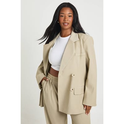 boohoo Dames Plus Oversized Hoornknoop Blazer | Verstandig | Maat: 44