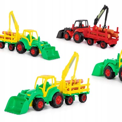 Polesie Mistrz Tractor met Laadschop & Houtaanhanger - 86cm