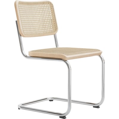 Thonet S 32 V cantilever Zuivere materialen - essen helder gelakt - kunststofglijder zwart met vilt