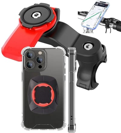Telefoonhouder Fiets Magnetisch met Backcover hoesje - Geschikt voor: iPhone 15 Pro | Magnetische slotbevestiging | Magneet | GSM Houder Fiets – Fietshouder
