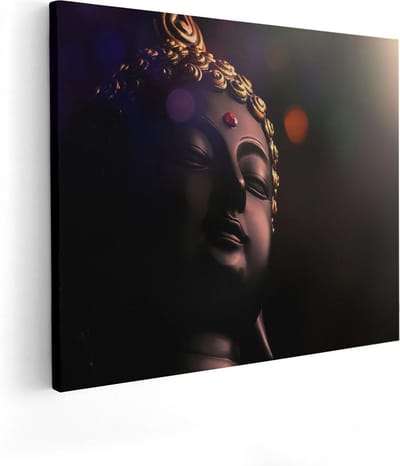 Artaza Canvas Schilderij Boeddha - 100x80 cm - Groot - Wanddecoratie Spiritueel - Muurdecoratie Sfeervol - Schilderijen Op Canvas