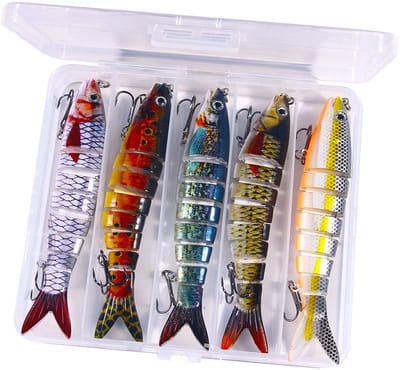 5-delige Barracuda kunstaas set - Kunstmatige swingende barracuda kunstaas - Hengelplug - Realistisch zwemmend kunstaas - Geschikt voor barracuda, baars en forel - Visaccessoires